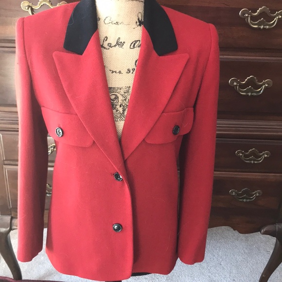 Ernest Strauss Jackets & Blazers - Red blazer with black trim on collar and buttons!